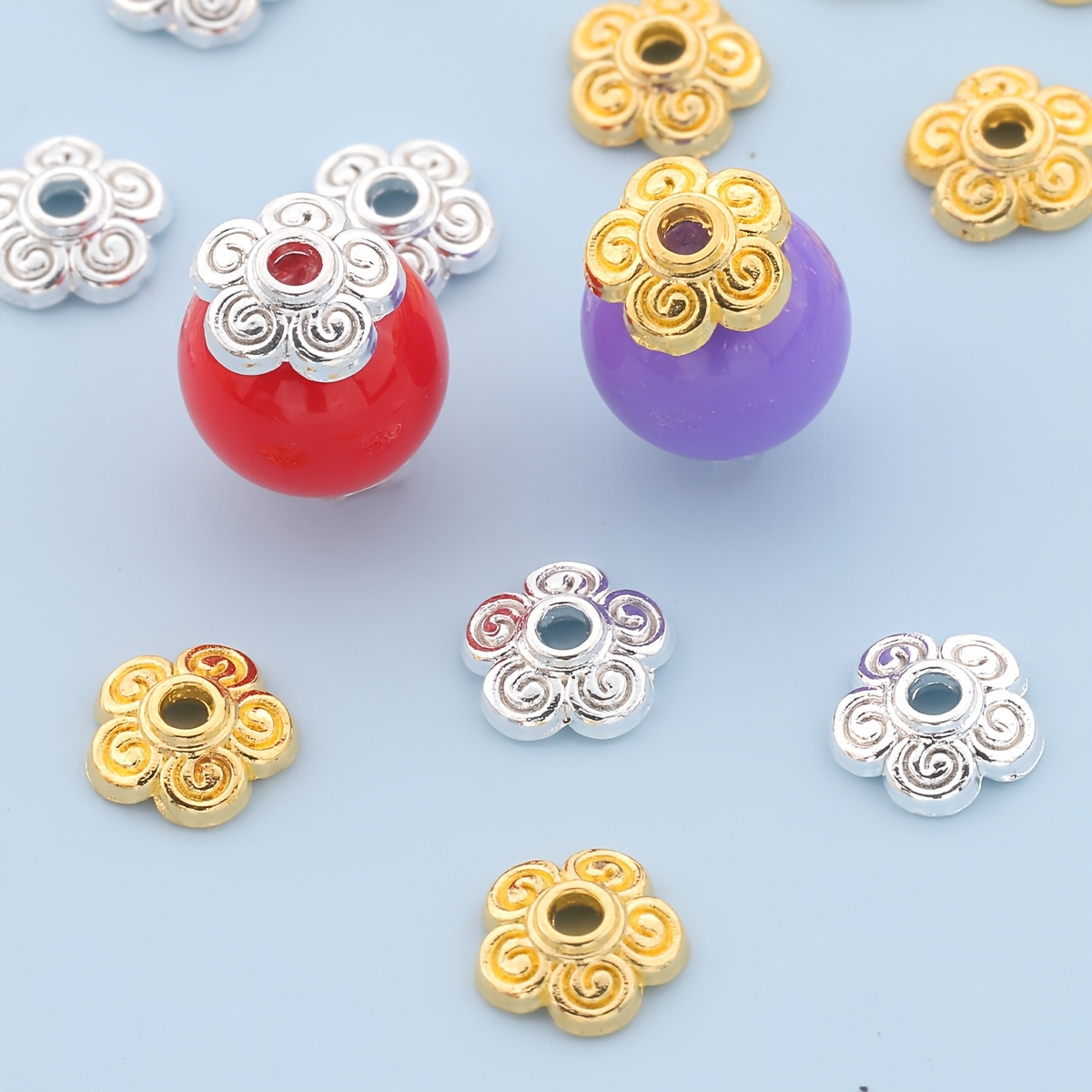 200pcs 6mm Threaded Pattern Bead Caps for Handmade Jewellery